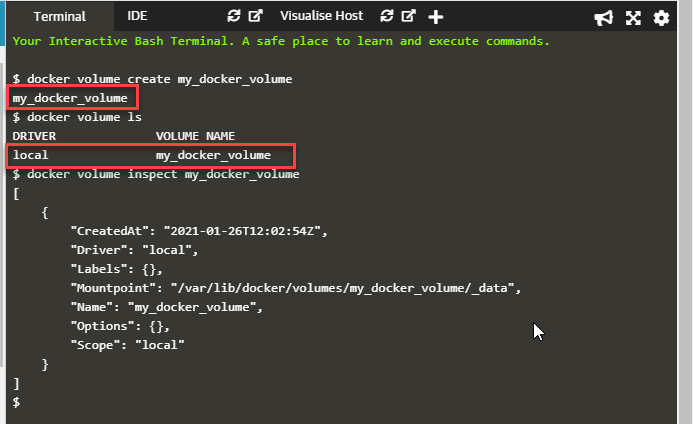 docker volume create command