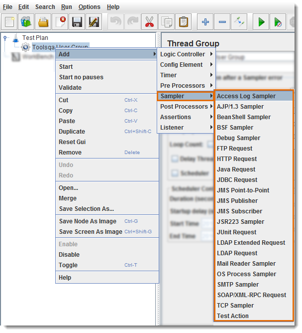 Samplers in JMeter