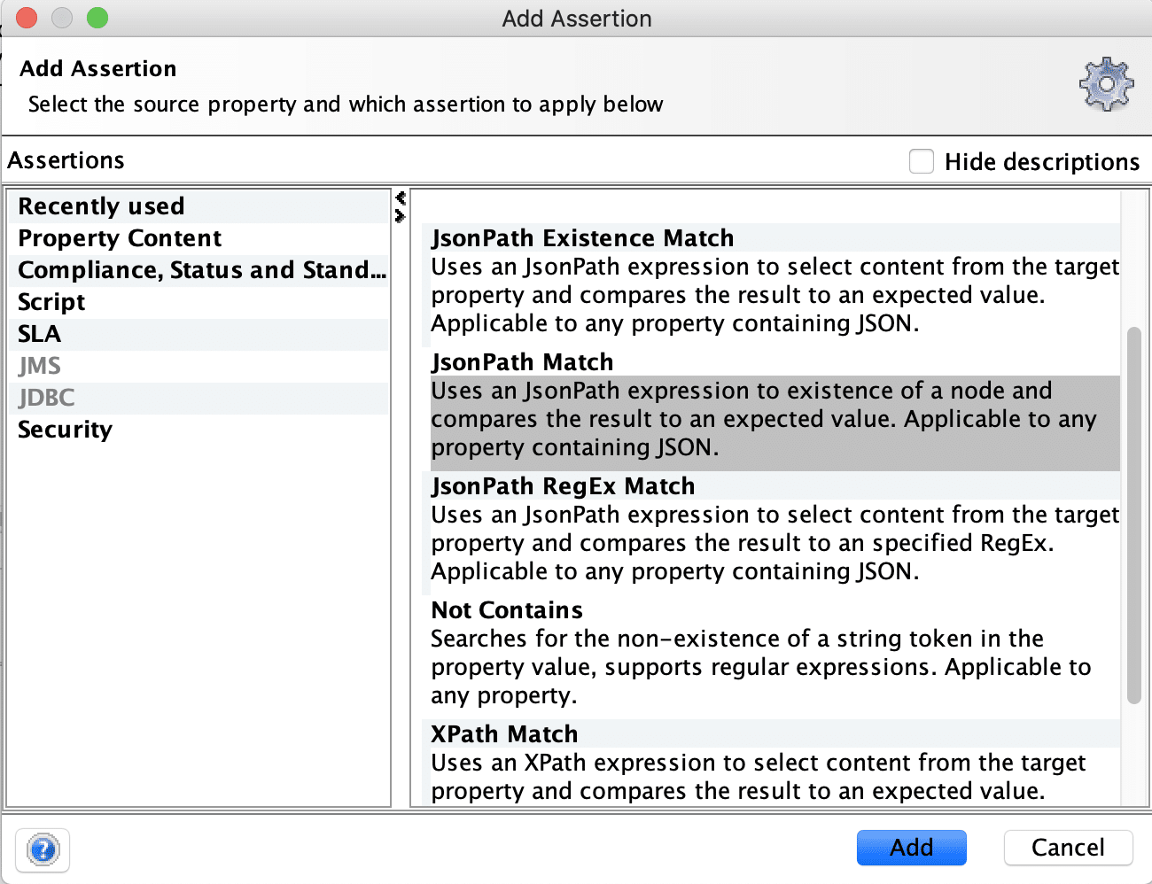 Add JsonPath Match Assertion for Rest Services in SoapUI