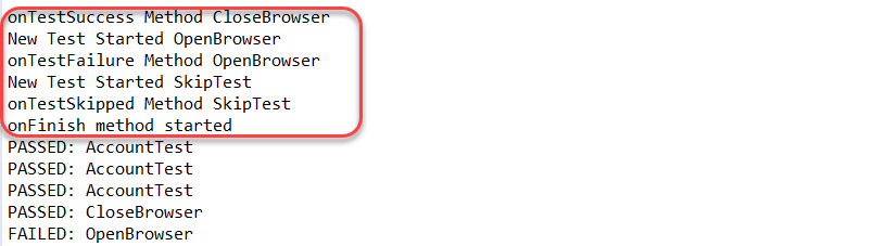 testng listeners itestlistener output